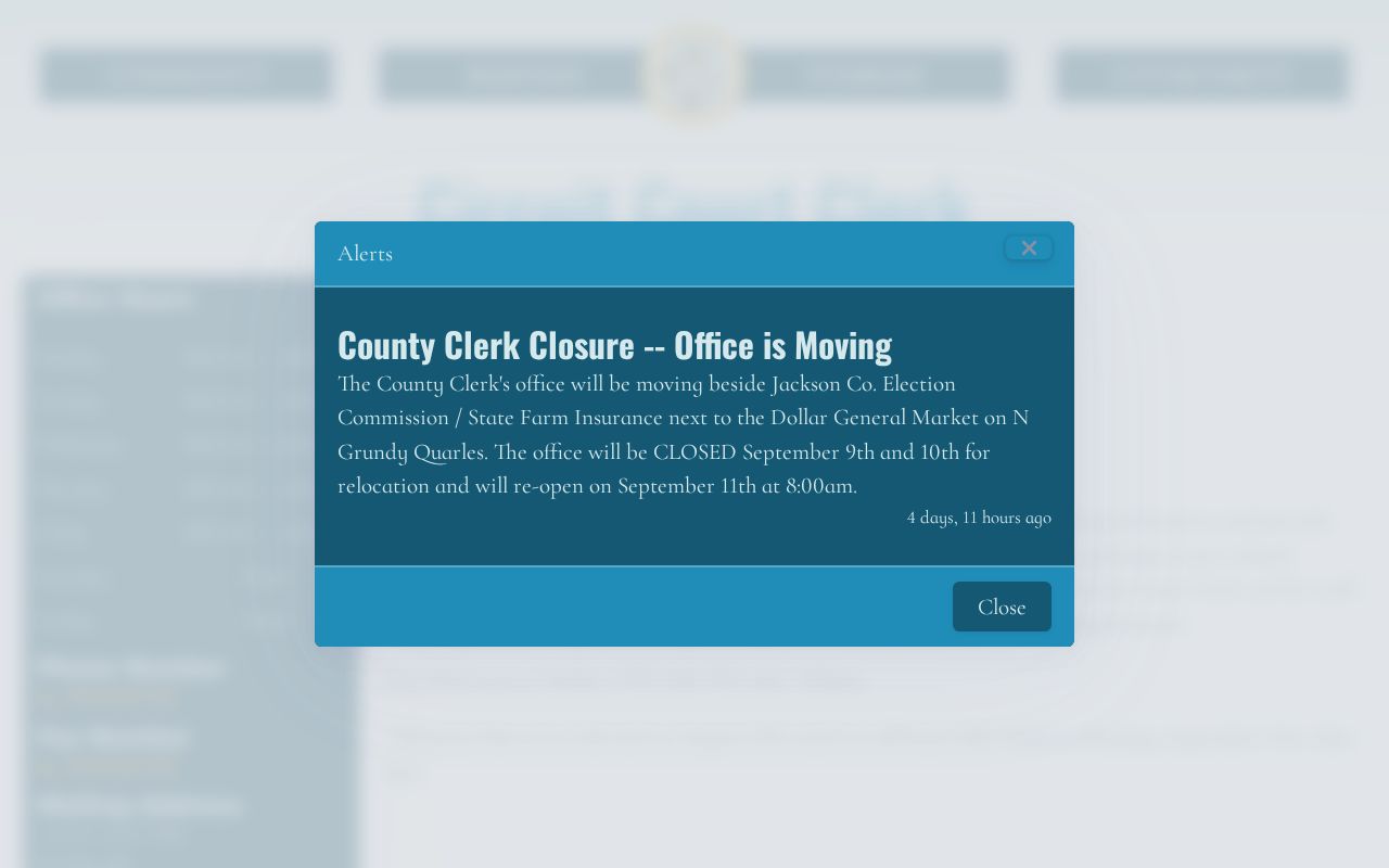 Jackson County criminal docket Circuit Clerk information