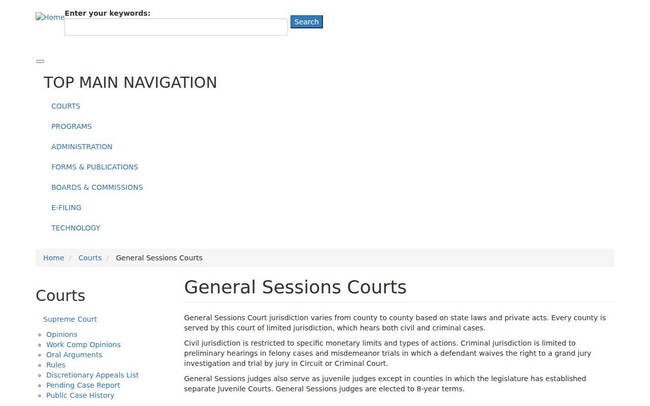 Jackson County criminal docket General Sessions court guidance