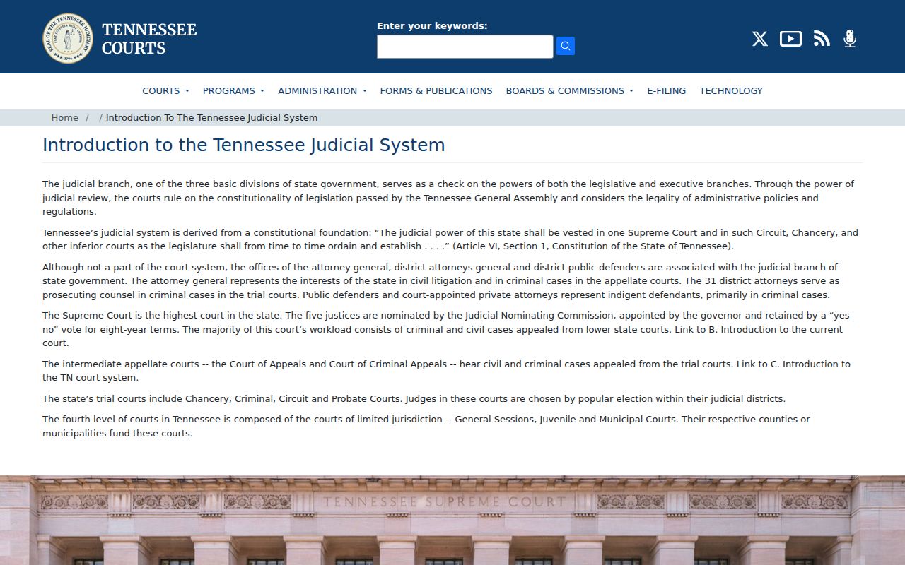 Tennessee court system overview relevant to Jackson County dockets